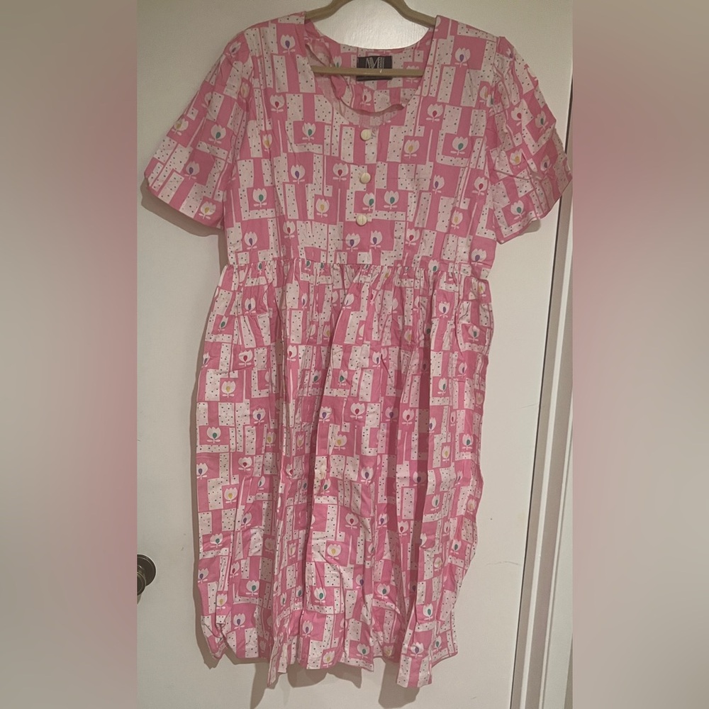 Pink Geometric Floral Dress
